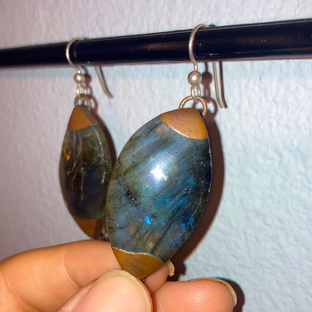 Free People Copper, Crystal Quartz, And Labradorite Dangle Earrings - Picture 7 of 11